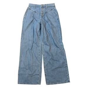 Madewell High Waist Super Wide Leg Jeans Lockland Wash Womens Size 28 Button Fly